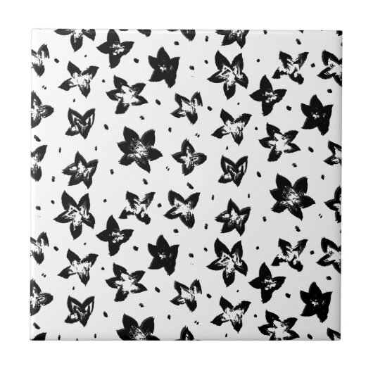 Rekonstruiertes Blumenmuster - Achromatische Goth Fliese (Vorderseite)