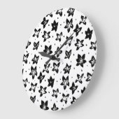 Rekonstruiertes Blumenmuster - Achromatische Goth Große Wanduhr (Winkel)