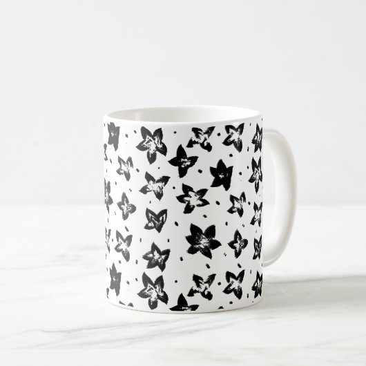 Rekonstruiertes Blumenmuster - Achromatische Goth Kaffeetasse (VorderseiteRechts)