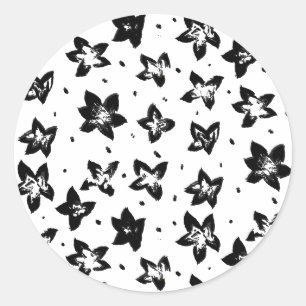 Rekonstruiertes Blumenmuster - Achromatische Goth Runder Aufkleber