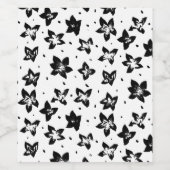 Rekonstruiertes Blumenmuster - Achromatische Goth Weinetikett (Einzelnes Label)