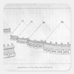 Rekonstruktion von Etruscan Gräbern bei Tarquinia Quadratischer Aufkleber
