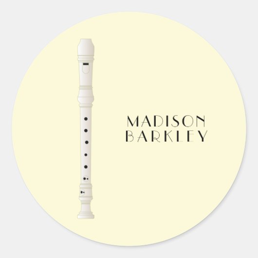 Rekorder Music Teacher Runder Aufkleber (Vorderseite)