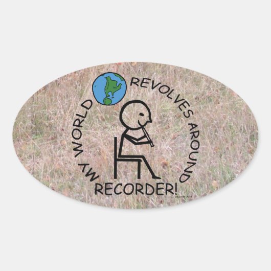Rekorder - World Revolves rund um Oval Sticker (Vorderseite)