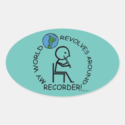 Rekorder - World Revolves rund um Oval Sticker (Vorderseite)