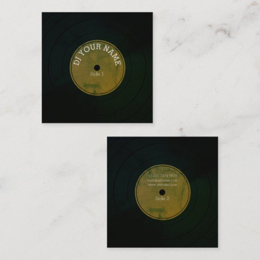 Rekordplattenvinylmusikalische Abdeckung Quadratische Visitenkarte (Vorne/Hinten)