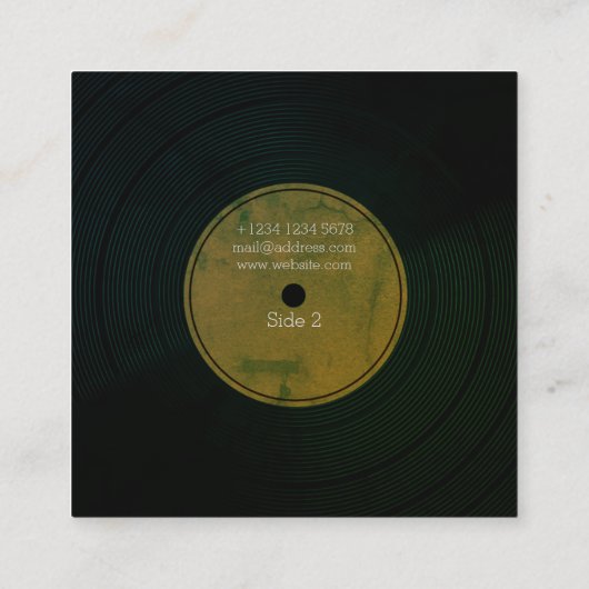 Rekordplattenvinylmusikalische Abdeckung Quadratische Visitenkarte (Rückseite)
