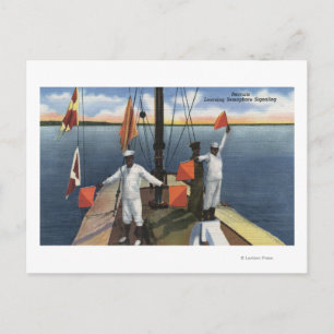 Rekruten lernen Semaphor-Signalisierung - US Navy Postkarte