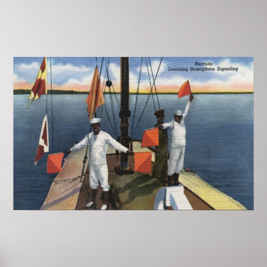 Rekruten lernen Semaphore Signaling - US-Marine Poster (Vorne)