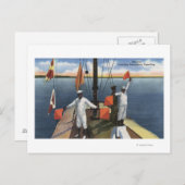 Rekruten lernen Semaphore Signaling - US-Marine Postkarte (Vorne/Hinten)