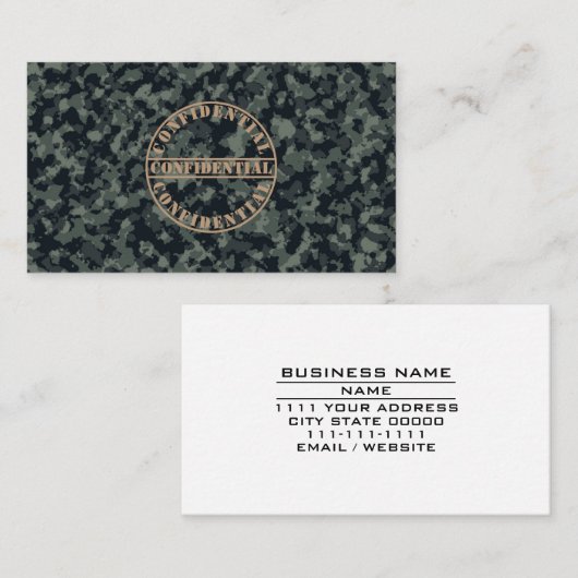 Rekrutierer der militärischen Streitkräfte Camoufl Visitenkarte (Vorne/Hinten)