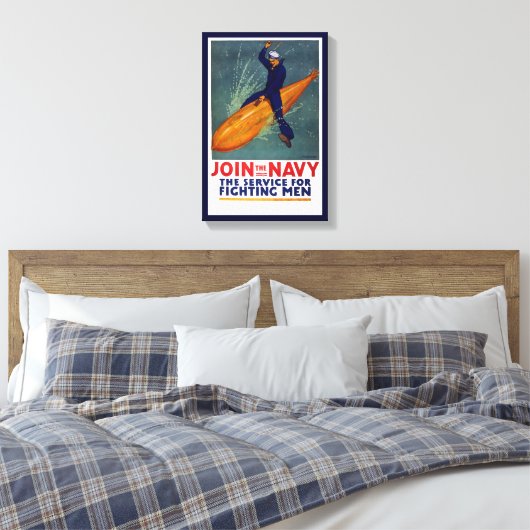 Rekrutierungspposter Sailor auf Torpedo Leinwanddruck (Insitu (Schlafzimmer))