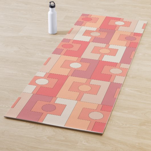 Rektangel Peach Pink Retro Zeitgenössische Geometr Yogamatte (Beispiel)