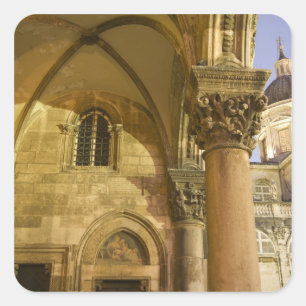 Rektor's Palace Arches mit Dubrovnik Kathedrale Quadratischer Aufkleber