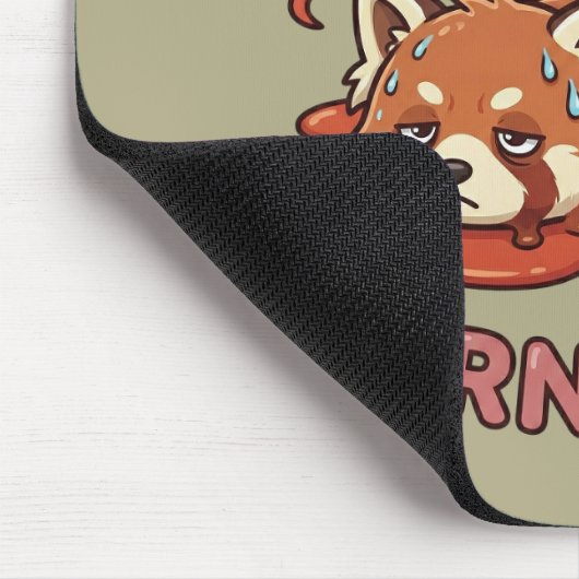 Relatable "Burnt Out" Red Panda – Cute Melted Aest Mousepad (Ecke)