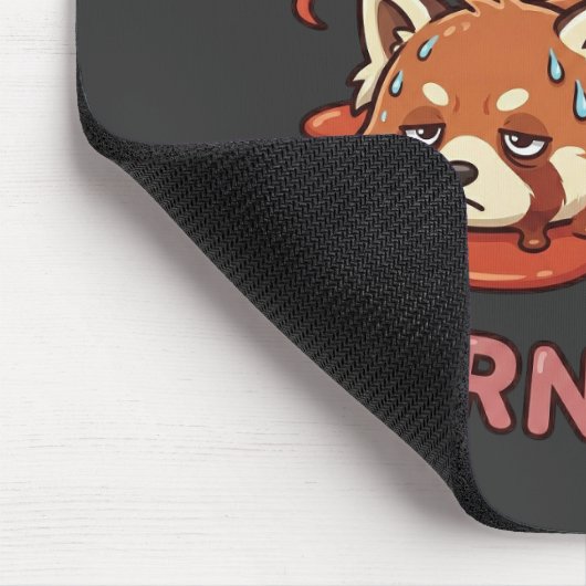 Relatable "Burnt Out" Red Panda – Cute Melted Aest Mousepad (Ecke)