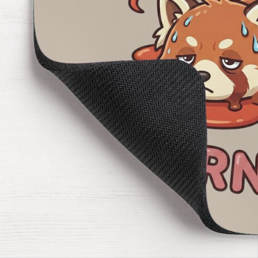 Relatable "Burnt Out" Red Panda – Cute Melted Aest Mousepad (Ecke)