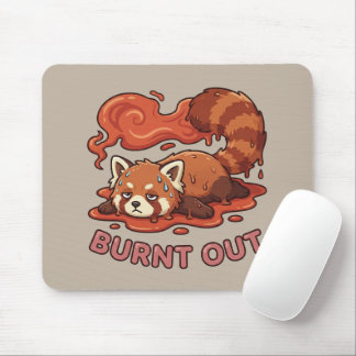 Relatable "Burnt Out" Red Panda – Cute Melted Aest Mousepad