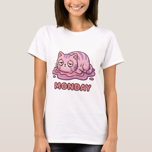 Relatable "I Hate Mondays" Melting Kitty T-Shirt (Vorderseite)