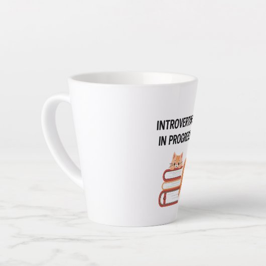 Relatable Introvert Humor with Cat and Books Milchtasse (Linke Ecke)