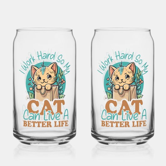 Relatable "Work Hard for My Cat" Humor Dosenglas (Rückseite)