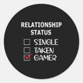 Relationship Status Single Taken Gamer  Runder Aufkleber (Vorderseite)