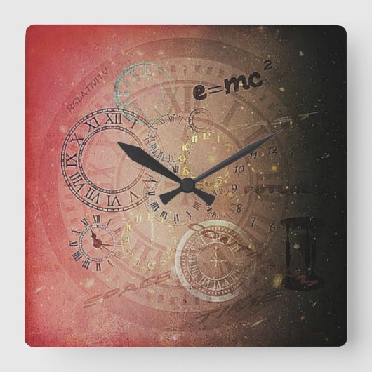 Relativity of time art quadratische wanduhr (Vorderseite)
