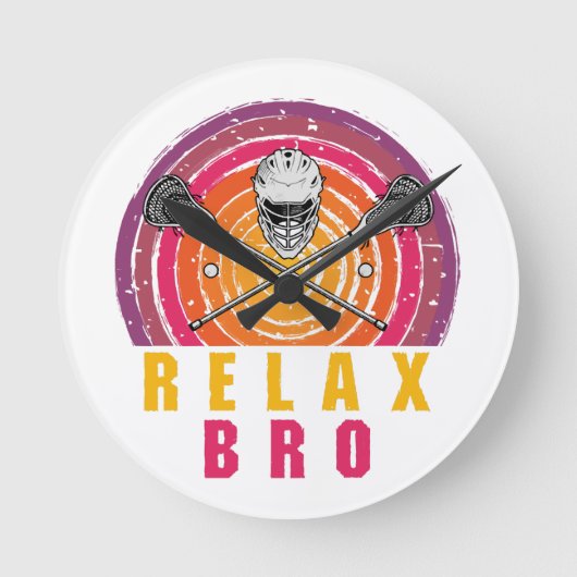 Relax Bro Lacrosse Runde Wanduhr (Vorderseite)