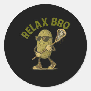 Relax Bro Lacrosse Vintag Picknick Lago Maggiore Runder Aufkleber