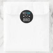 Relax Bro Lax Sticks Funny Lacrosse Geschenk - Wei Runder Aufkleber (Tasche)