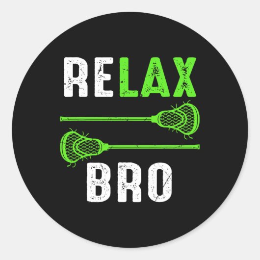 Relax Bro Vintag Lacrosse Runder Aufkleber (Vorderseite)