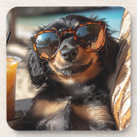 Relax-Dackel Getränkeuntersetzer (Vorderseite)