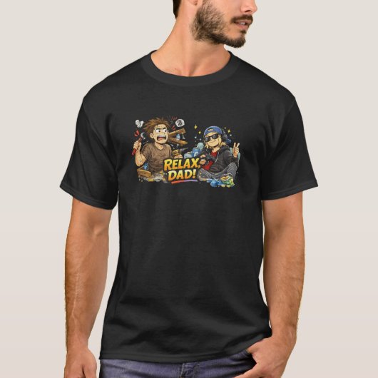 Relax Dad Funny Gamer Cartoon Design T-Shirt (Vorderseite)