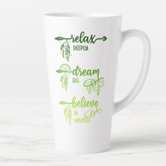 Relax, Dream, Believe, Green Ombre Boho Latte Mug Milchtasse (Rechts)