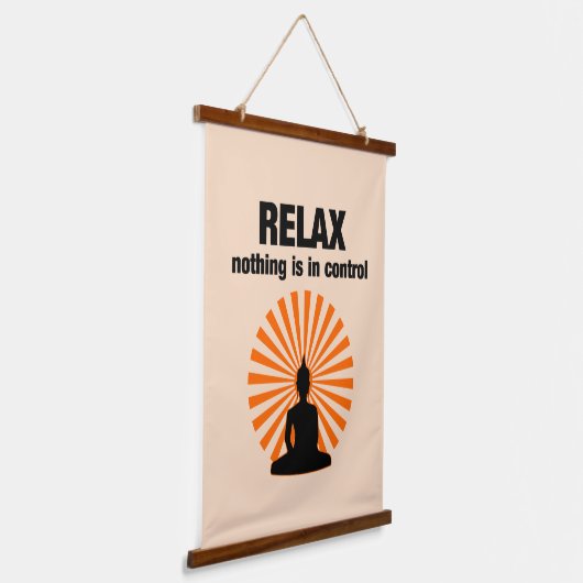 Relax Funny Buddha Zitat Wandteppich Mit Holzrahmen (Gewinkelt)