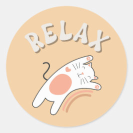 RELAX FUNNY CAT Classic Round Sticker