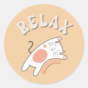 RELAX FUNNY CAT Classic Round Sticker