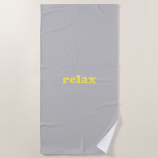 Relax graugelbe moderne Typografie lustig cool Strandtuch (Vorderseite)