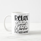 Relax Ich bin Sozialarbeiterin Funny Remüde Mama V Kaffeetasse (Links)