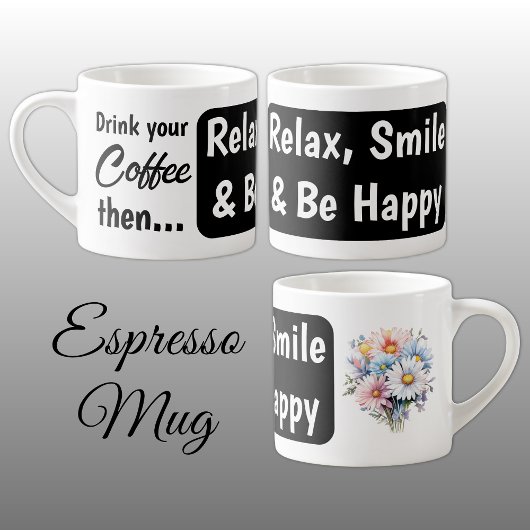 Relax Lächeln glücklich gerberbera Blume schwarz Espressotasse