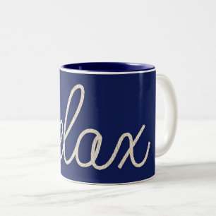 RELAX Nautic Rope on Navy Blue Zweifarbige Tasse