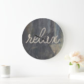 RELAX-Rope-Text auf Stein Große Wanduhr (Zuhause)