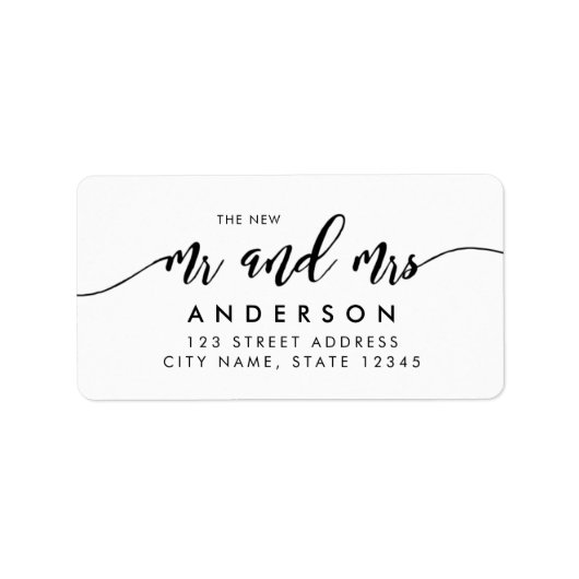 Relax Script The New Mr. and Mrs Address Adressaufkleber (Vorne)