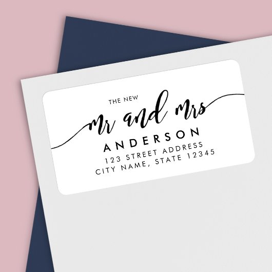 Relax Script The New Mr. and Mrs Address Adressaufkleber