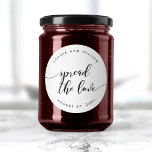 Relax-Skript Verbreitung der Liebe-Gastgeschenk Ho Runder Aufkleber<br><div class="desc">Hochzeitsaufkleber mit der Aufschrift "Spread the Liebe" in einer entspannenden kursiven Schrift in schwarz auf weißem Hintergrund. Personalisieren Sie es, indem Sie den Platzhalter-Text ersetzen. Für weitere Optionen, wie zum Beispiel den Schriftart zu ändern und ihn zu verändern, erweitern Sie die /Contract-Kurve oder den Abstand zwischen den Buchstaben, klicken Sie...</div>
