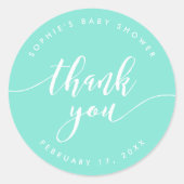 Relax Skript Vielen Dank Pastel Mint Runder Aufkleber (Vorderseite)