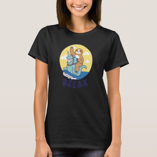 Relax Sloth riding a narwhal Cute Ocean Creature S T-Shirt (Vorderseite)