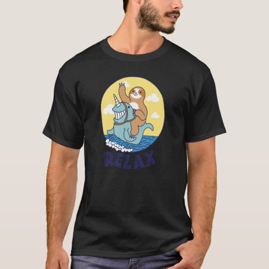 Relax Sloth riding a narwhal Cute Ocean Creature S T-Shirt (Vorderseite)