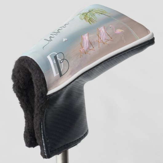 Relax Think Beach dann Putt Monogram First Name Golf Headcover (3/4 Vorderseite)