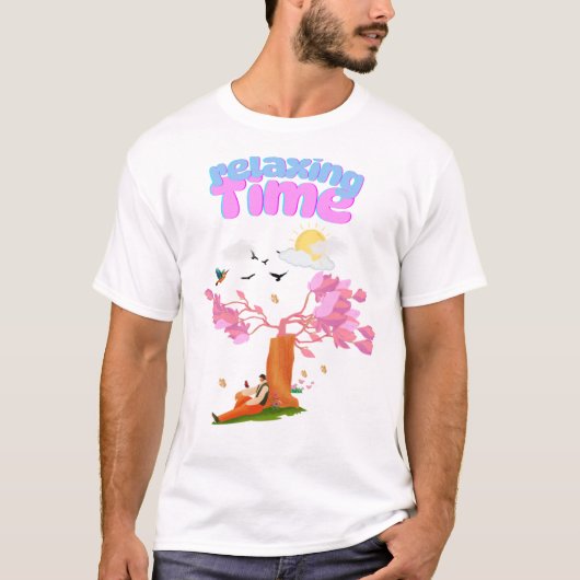 Relax Time Man T - Shirt - Friedliches Gartendesig (Vorderseite)